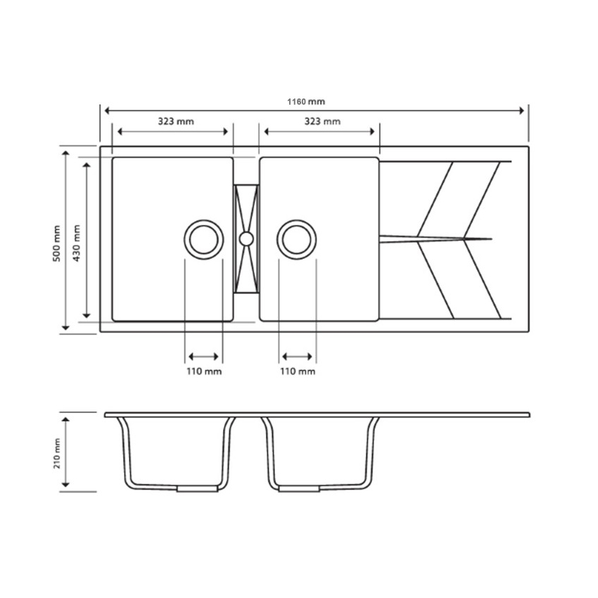 Carysil Jazz Concrete Grey Double Bowl with Drainer Granite Kitchen Sink 1150*500mm