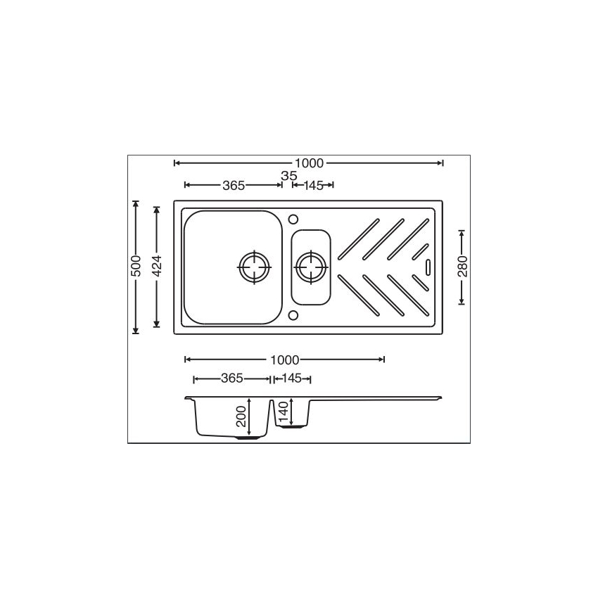 New Beethoven D150 Snova White 1 and 1/4 Bowl Granite Kitchen Sink 1000*500mm