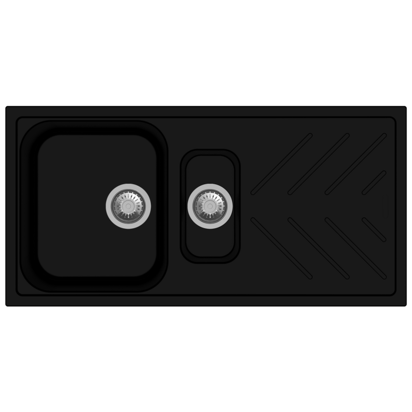 New Beethoven D150 Nera Black 1 and 1/4 Bowl Granite Kitchen Sink 1000*500mm