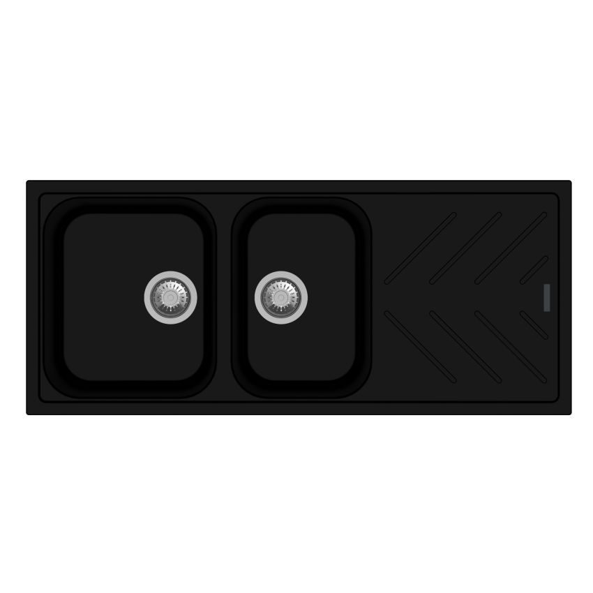 New Beethoven D200 Nera Black 1 and 3/4 Bowl Granite Kitchen Sink 1060*500mm