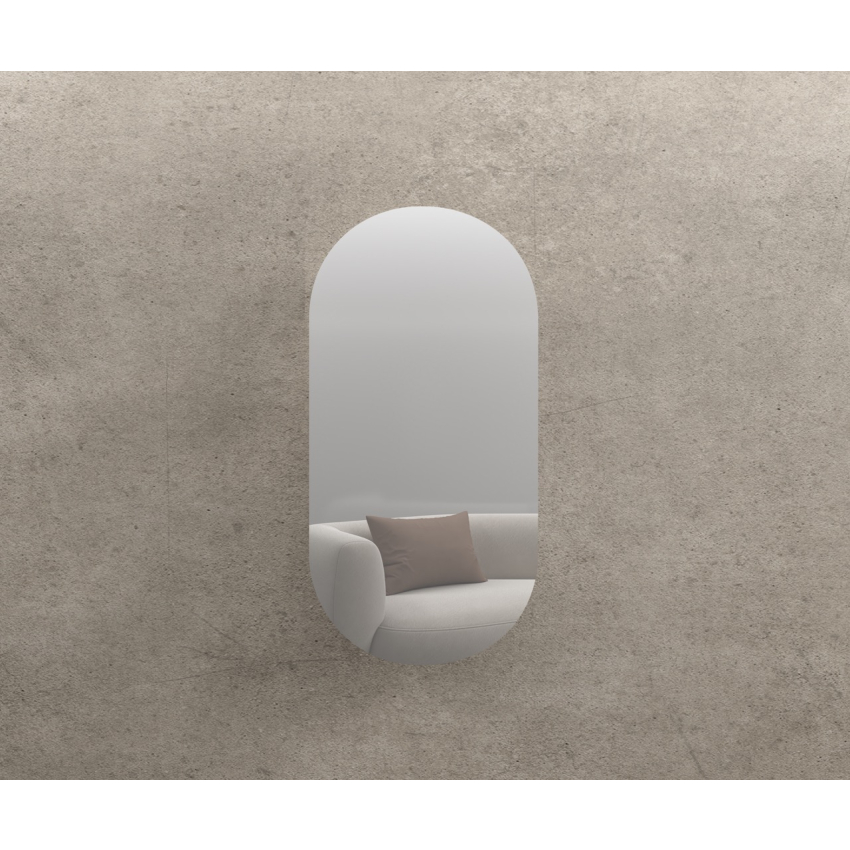 450x900mm Oval Matte White Mirror Cabinet MDF 1/DR Shaving Cabinet