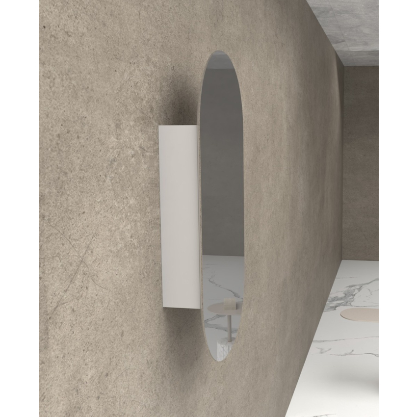 450x900mm Oval Matte White Mirror Cabinet MDF 1/DR Shaving Cabinet