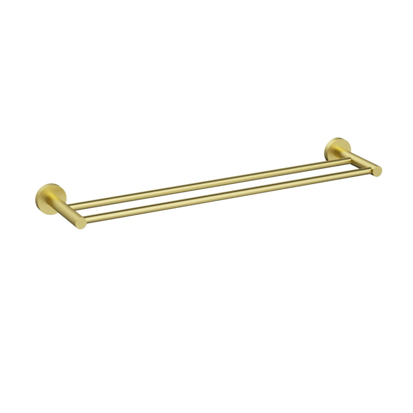 600mm Otus Slimline Double Towel Rail Brushed Gold
