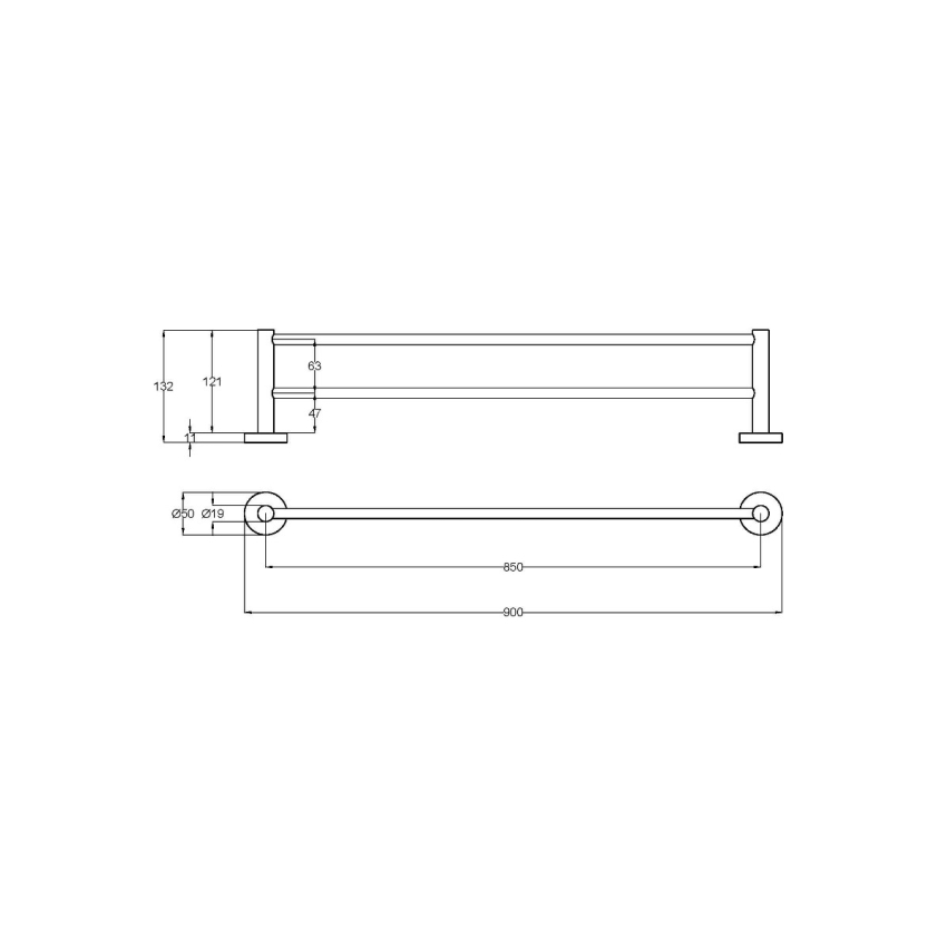 900mm Otus Slimline Double Towel Rail Chrome
