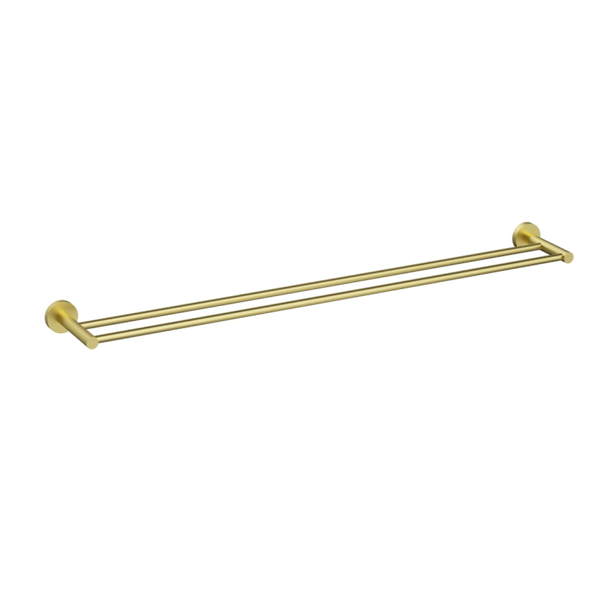 900mm Otus Slimline Double Towel Rail Brushed Gold