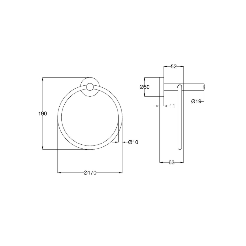 Otus Slimline Towel Ring Brushed Stainless Steel