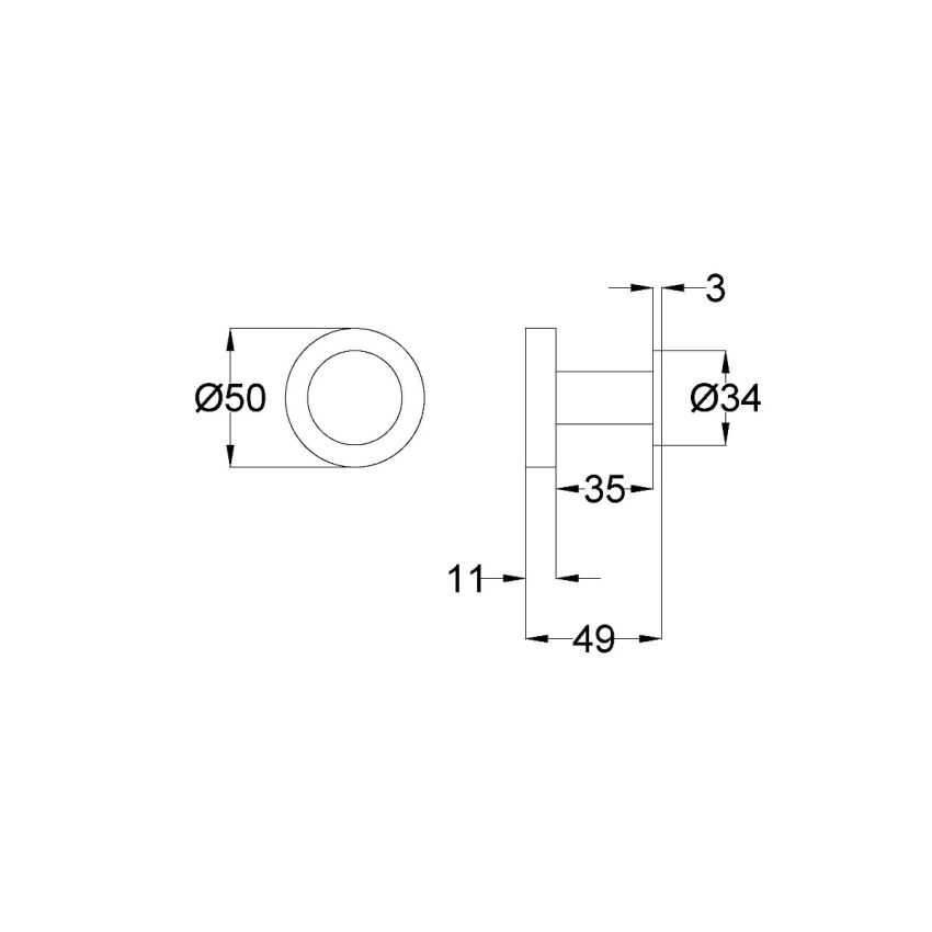 Otus Slimline Robe Hook Brushed Gold