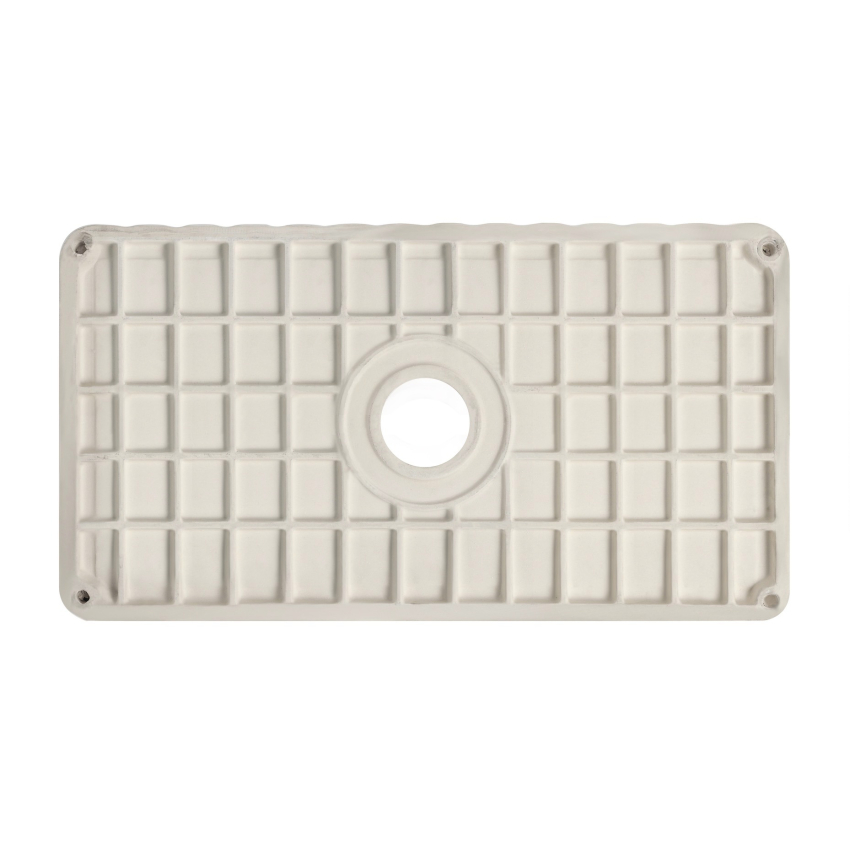 835mm Rectangle Gloss White Fireclay Farmhouse/Apron Single Sink with Bottom Grid & Basket Waste