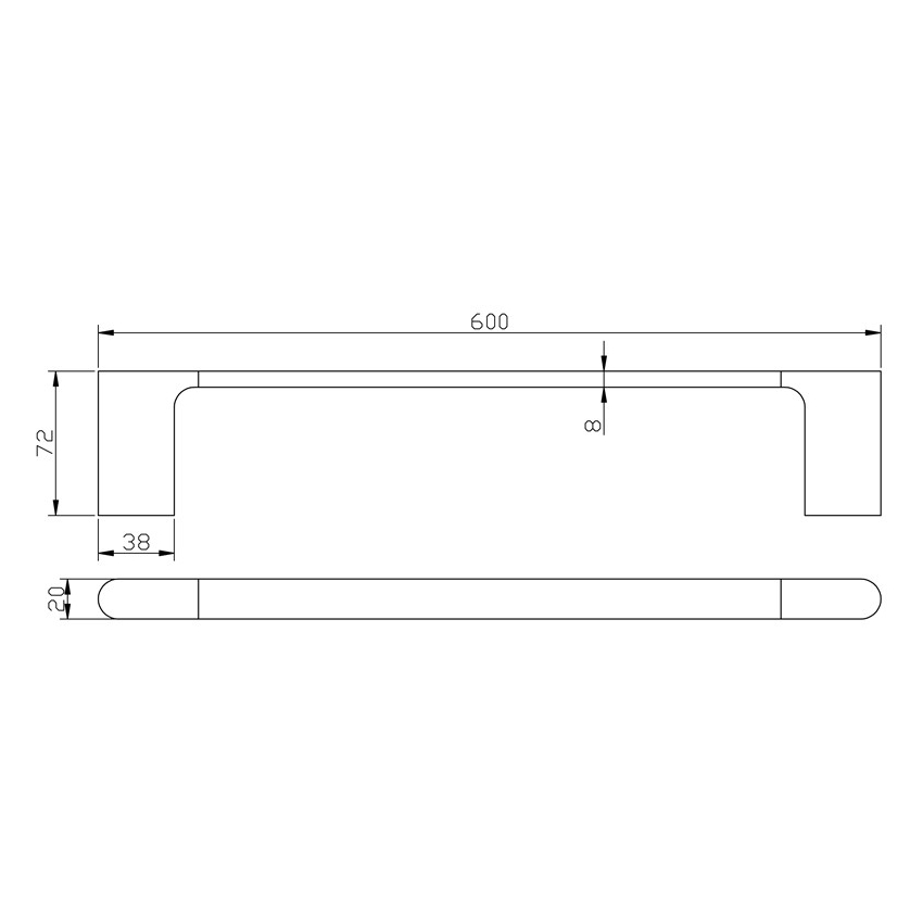 Cora  Single Towel Rail 600mm Brushed Gold