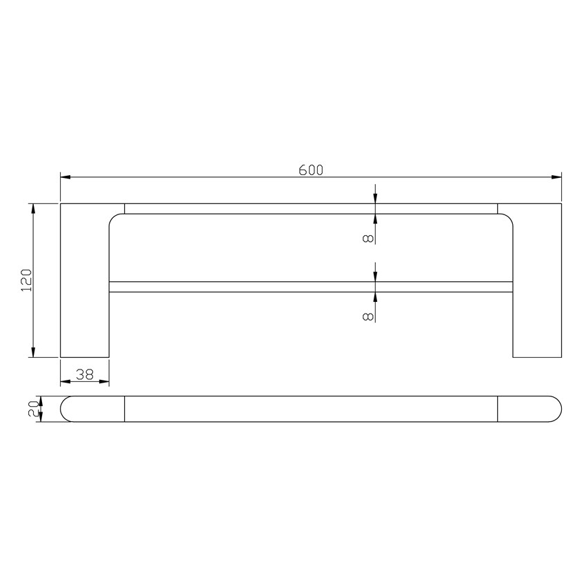 Cora  Double Towel Rail 600mm Gun Metal