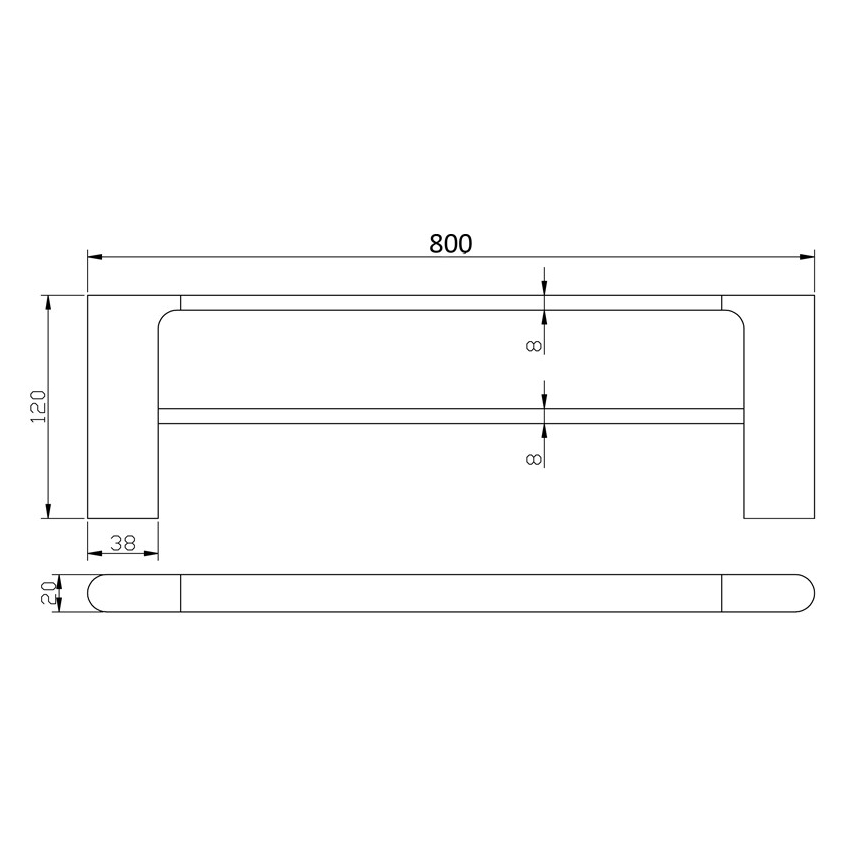 Cora  Double Towel Rail 800mm Brushed Gold