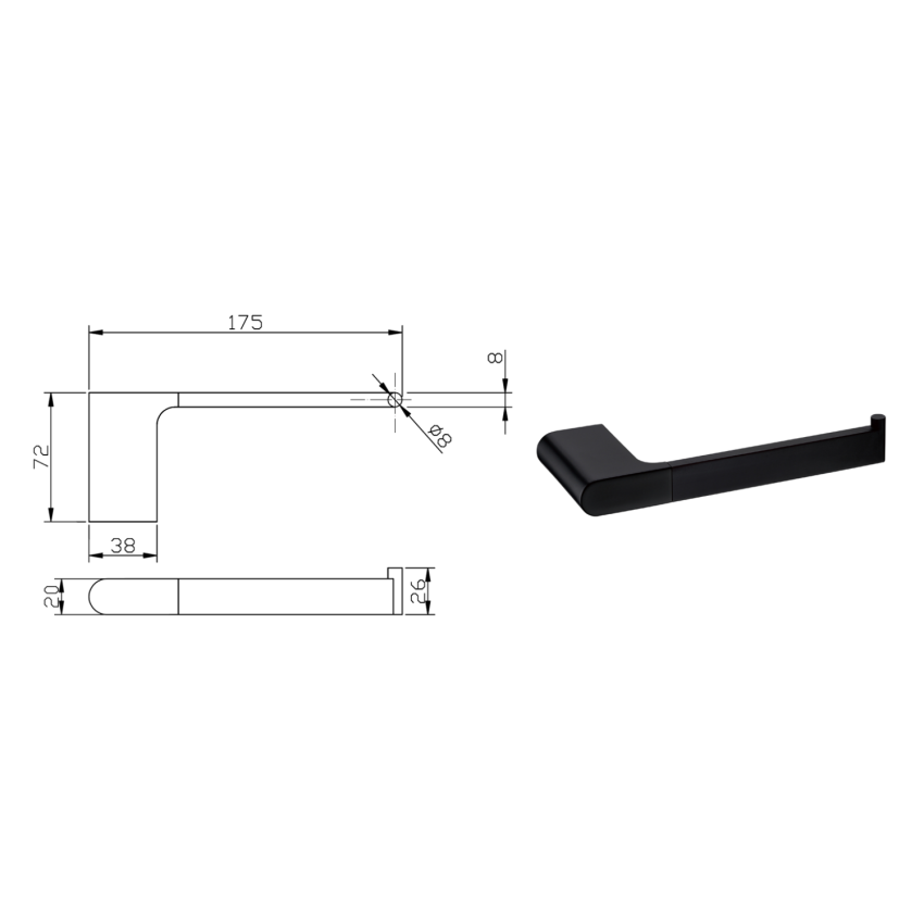 Cora Toilet Roll Holder Matt Black