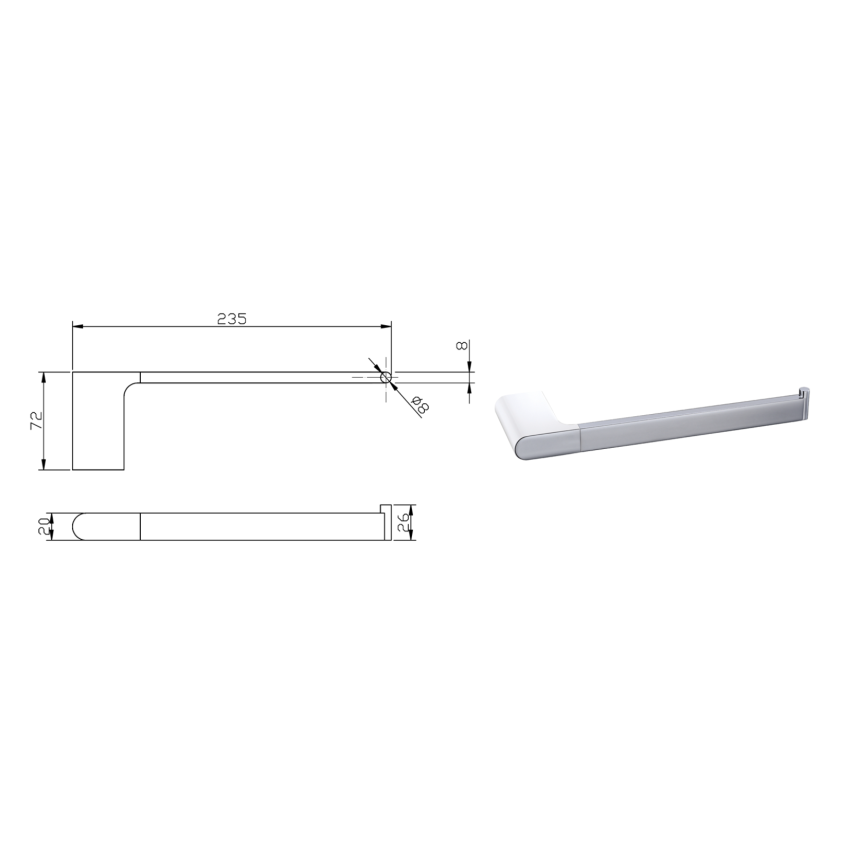 Cora Towel Bar Chrome & White