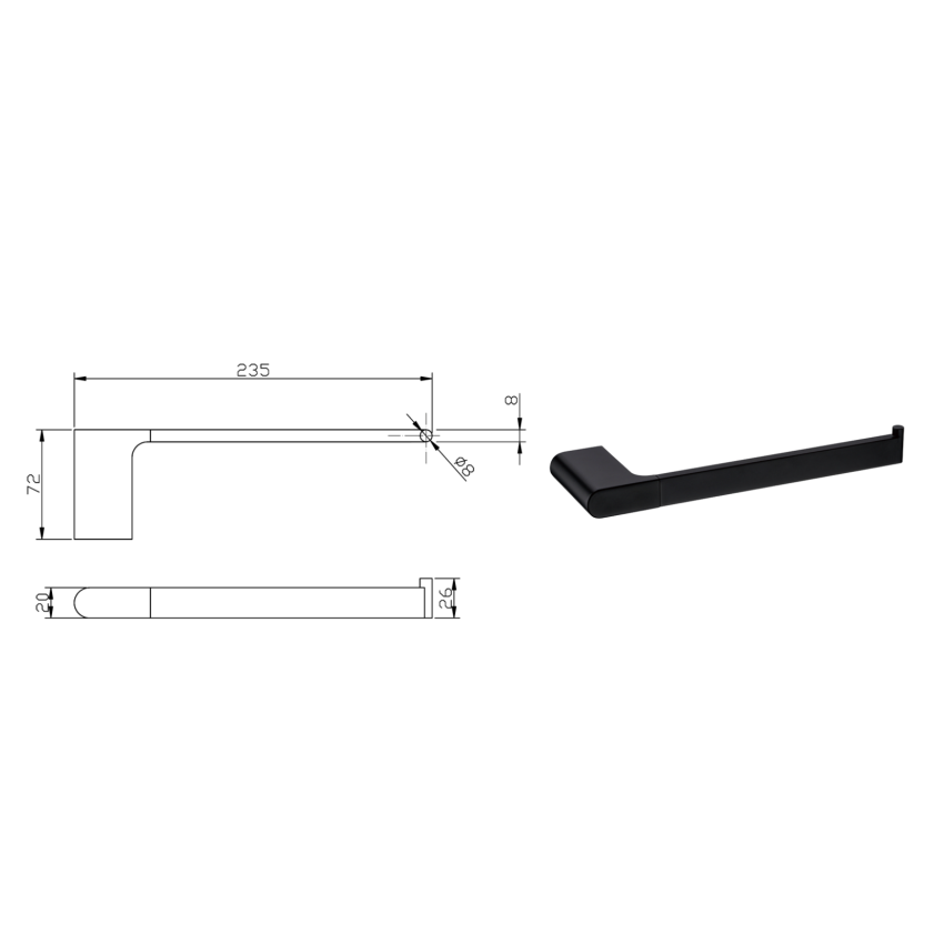 Cora Towel Bar Matt Black