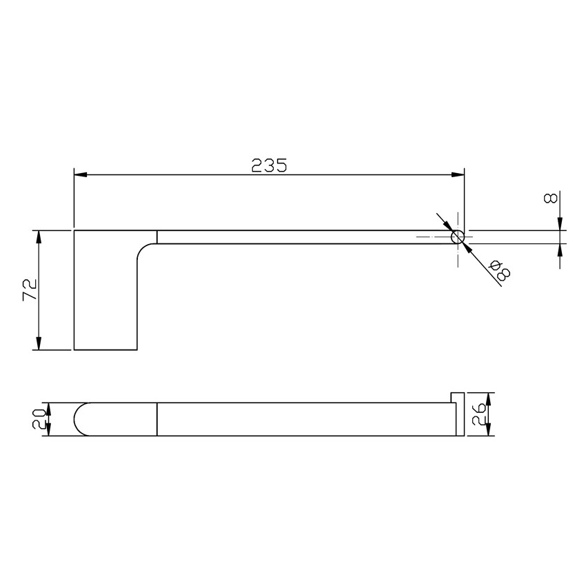 Cora Round Cornered Rectangle Towel Bar Brushed Nickel