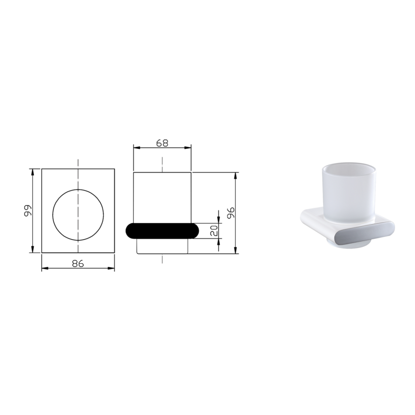 Cora Tumbler Holder Chrome & White