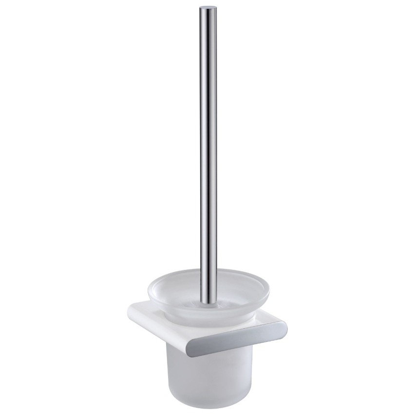 Cora Toilet Brush Holder Chrome & White