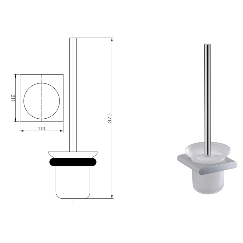 Cora Toilet Brush Holder Chrome