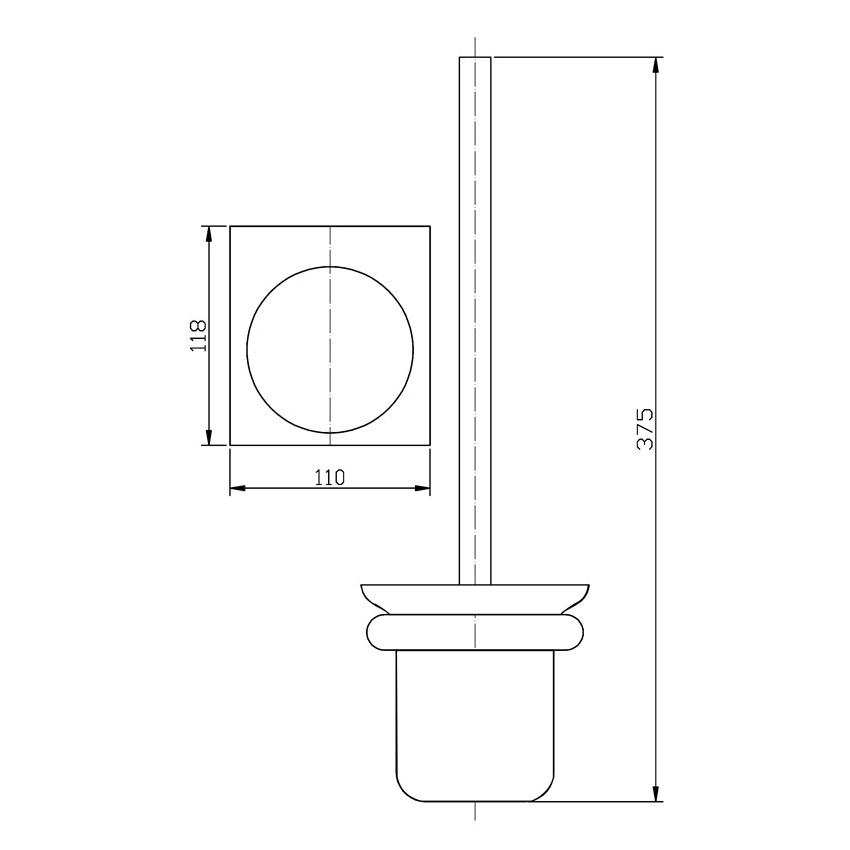Cora Round Cornered Rectangle Toilet Brush Holder Brushed Nickel
