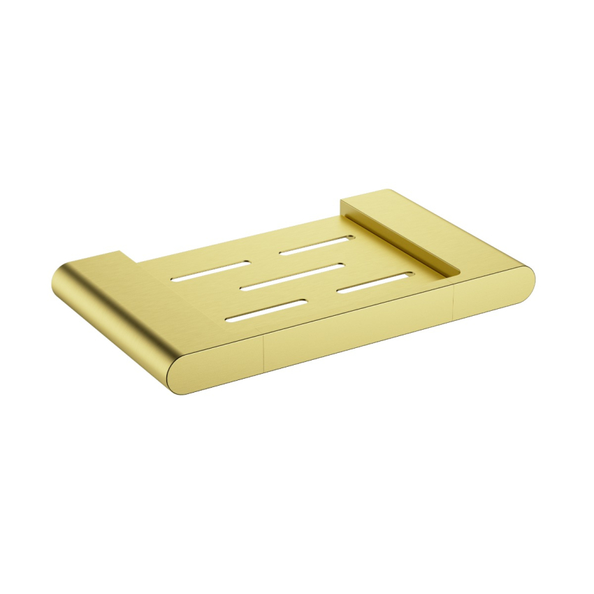 Cora Round Cornered Rectangle Soap Holder Brushed Gold