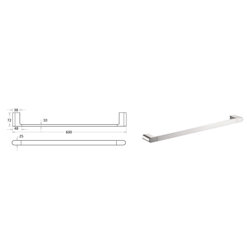 Flores Single Towel Rail 600 mm Chrome