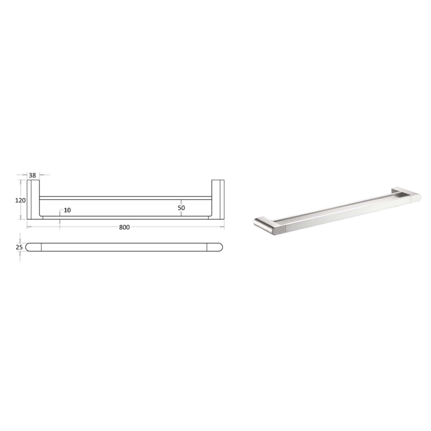 Flores Double Towel Rail 800 mm Chrome