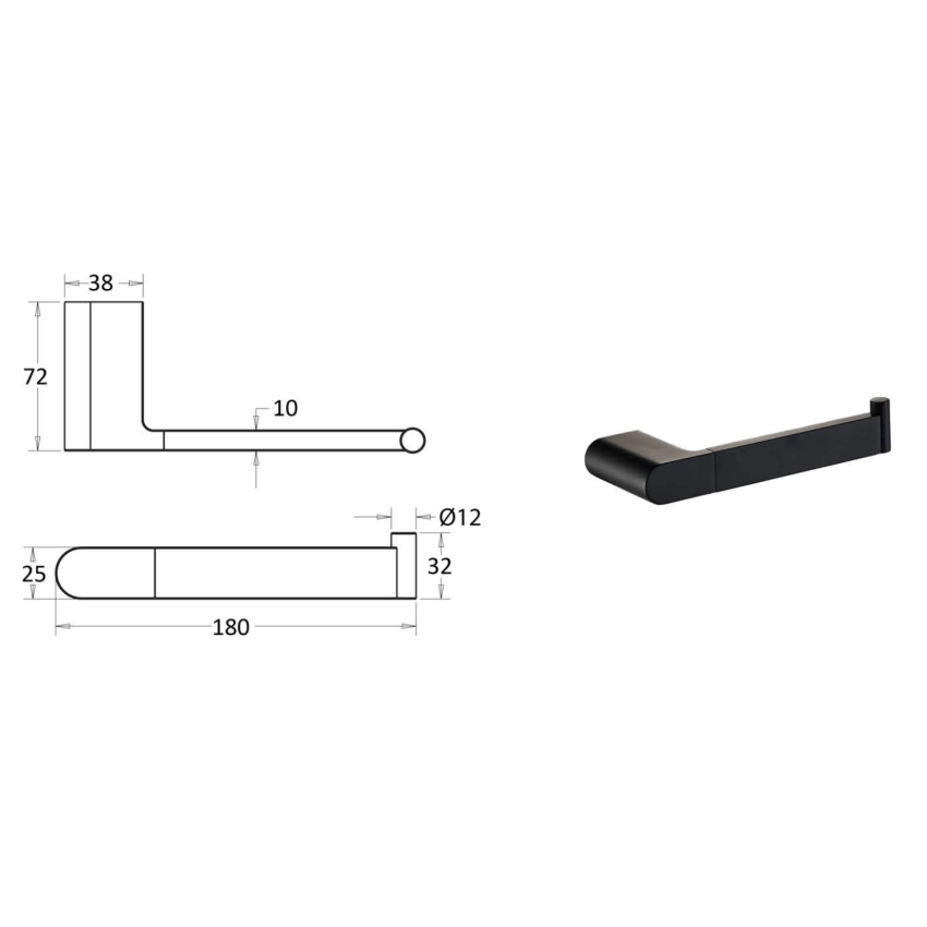 Flores Toilet Roll Holder Matt Black