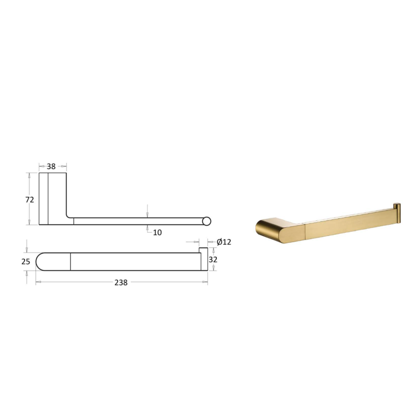 Flores Towel Bar Brushed Gold