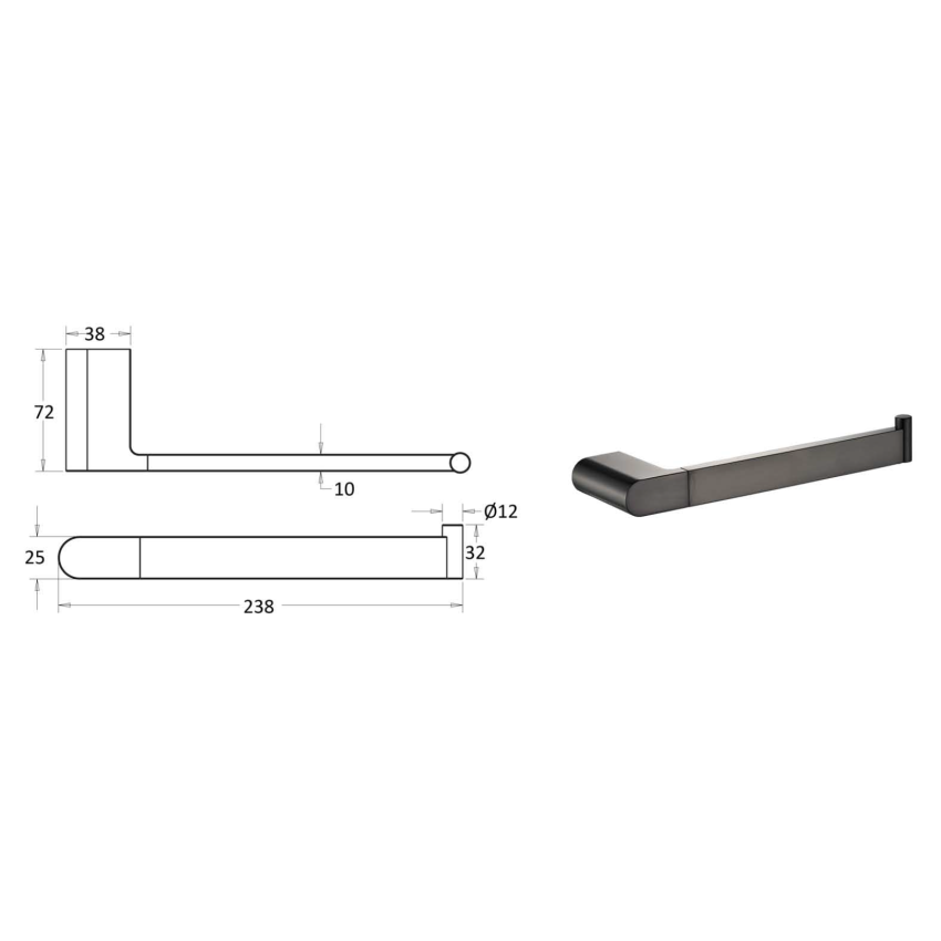 Flores Towel Bar Gunmetal