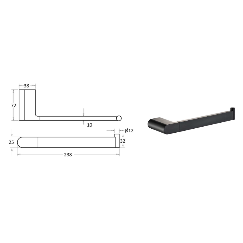 Flores Towel Bar Matt Black