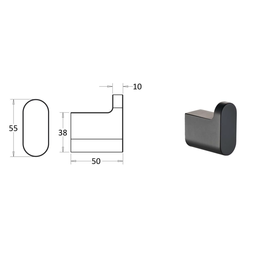 Flores Robe Hook Matt Black