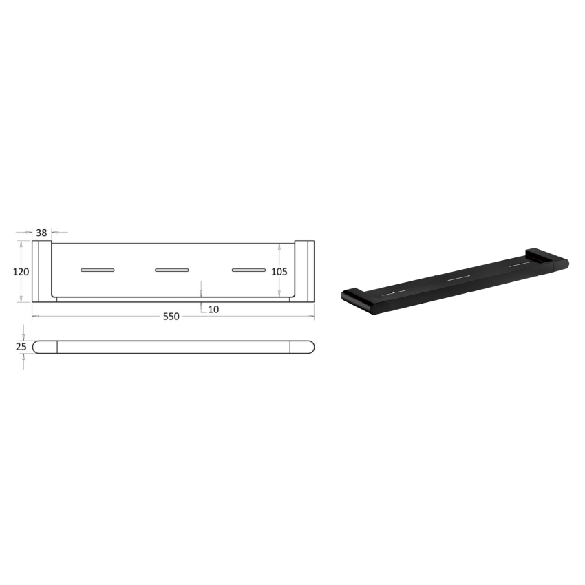 Flores Cosmetic Shelf Matt Black