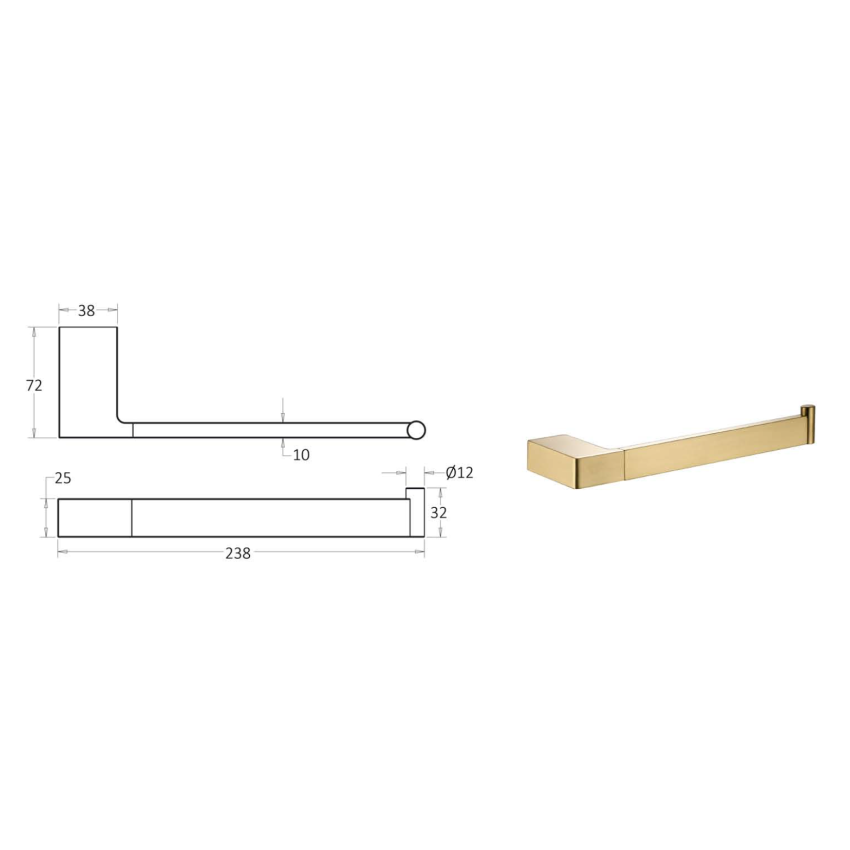 Ceram Towel Bar Brushed Gold