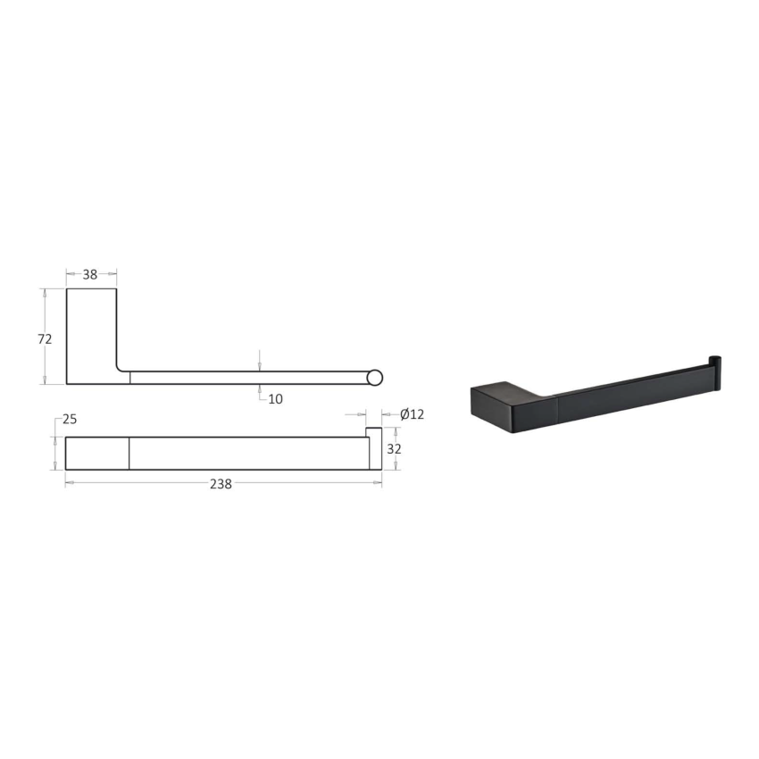 Ceram Towel Bar Matt Black