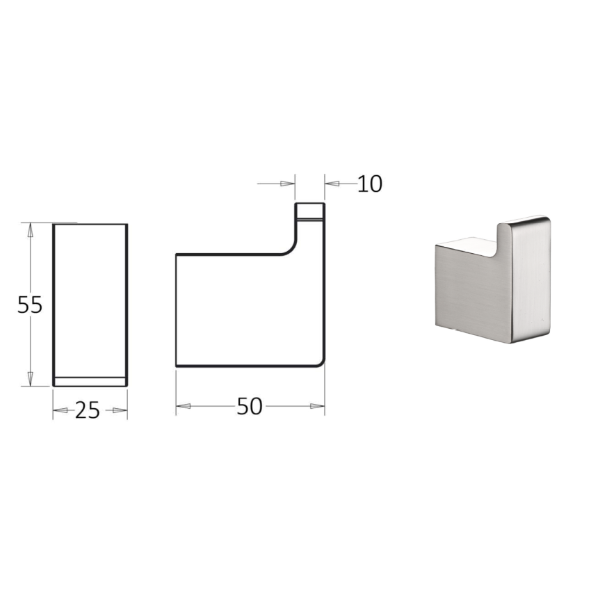 Ceram Robe Hook Brushed Nickel