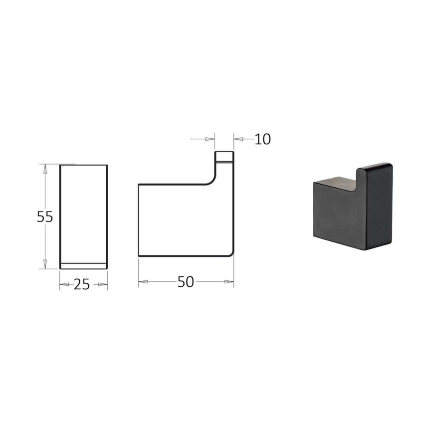 Ceram Robe Hook Matt Black