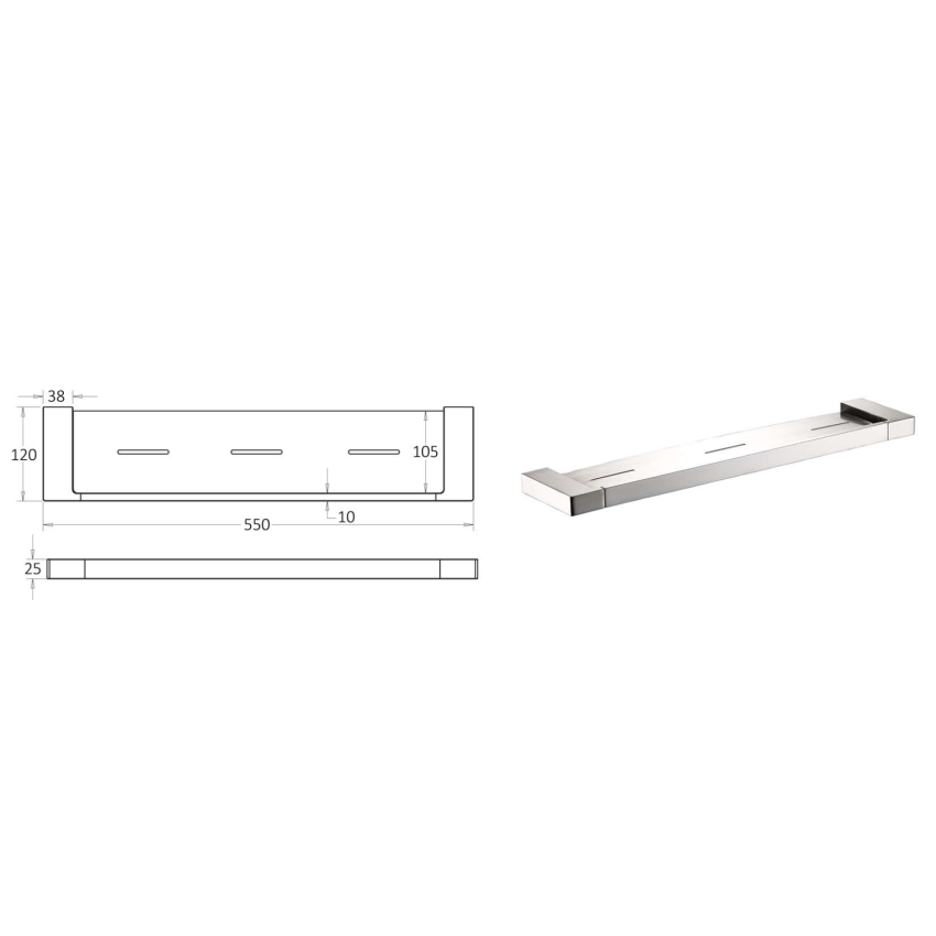 Ceram Cosmetic Shelf Brushed Nickel