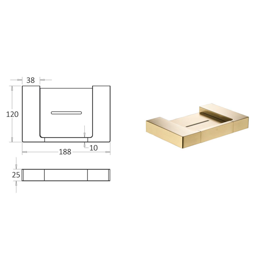 Ceram Soap Holder Brushed Gold