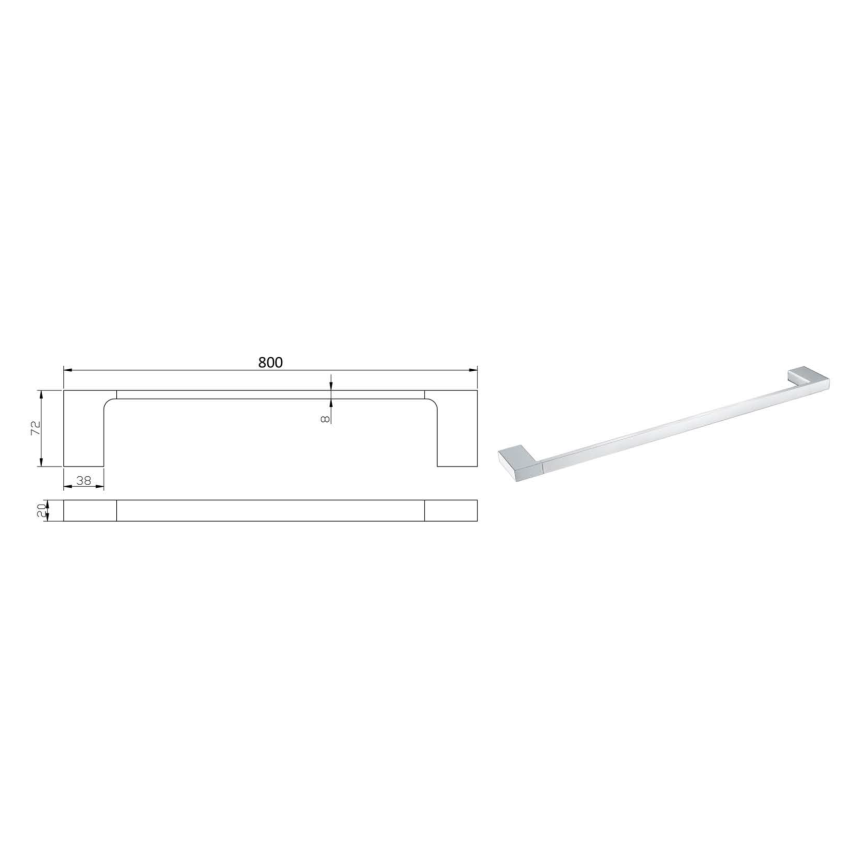 Eden Single Towel Rail 800 mm Chrome