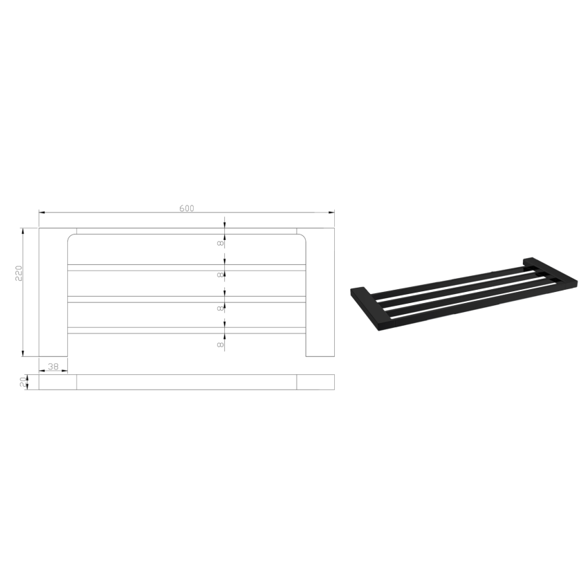 Eden Towel Shelf 600 mm Matt Black