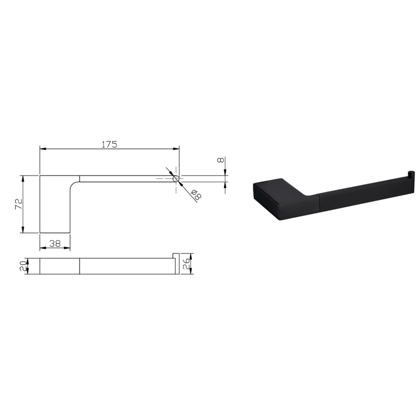 Eden Toilet Roll Holder Matt Black