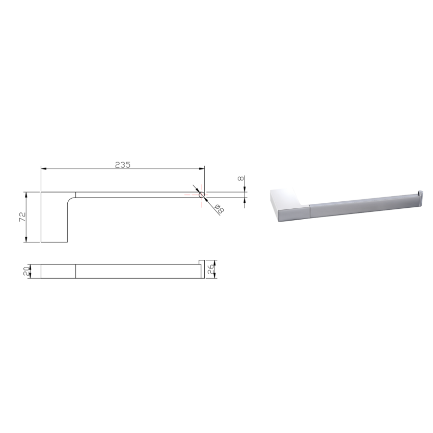 Eden Towel Bar Chrome & White