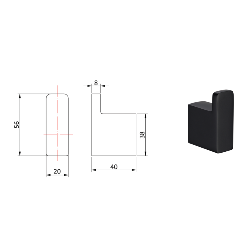 Eden Robe Hook Matt Black