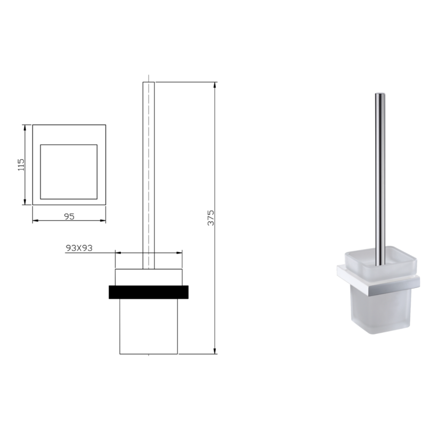 Eden Toilet Brush Holder Chrome & White