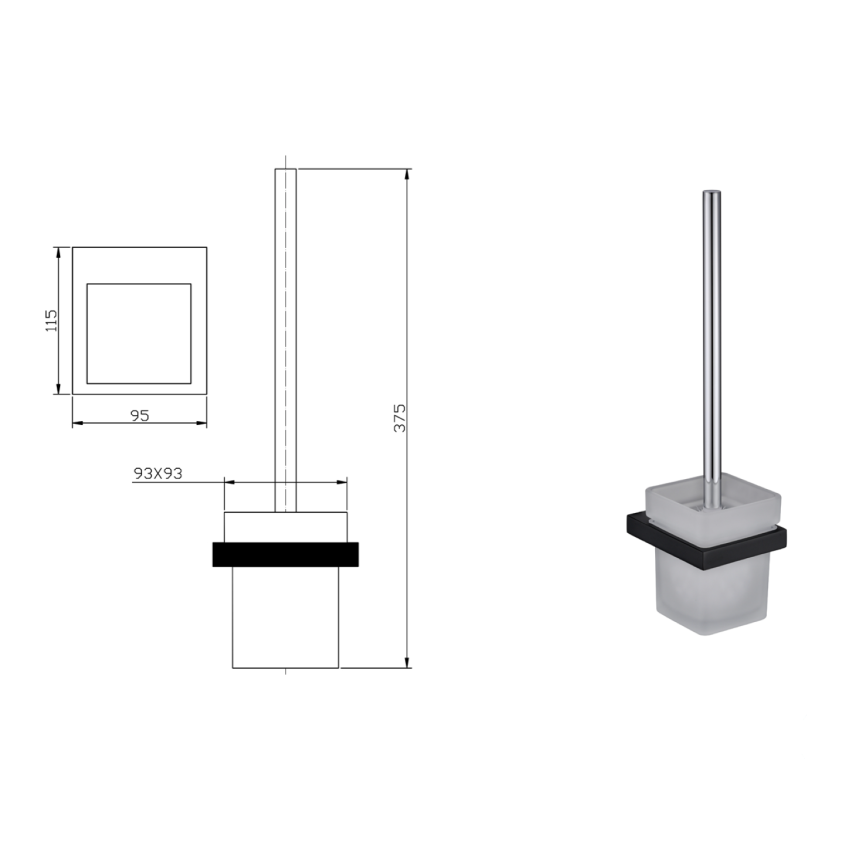 Eden Toilet Brush Holder Matt Black