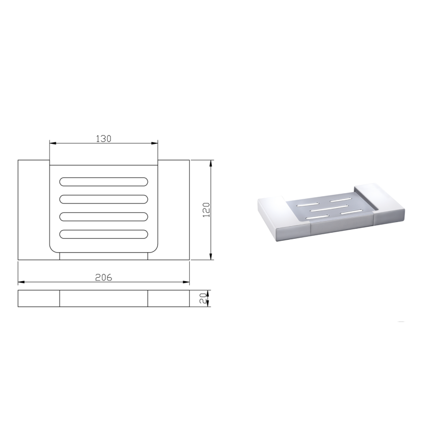 Eden Soap Holder Chrome & White