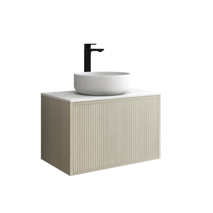 600mm Kiama Coastal Oak 1 Drawer Narrow Fluted Wall Hung Vanity Cabinet Only