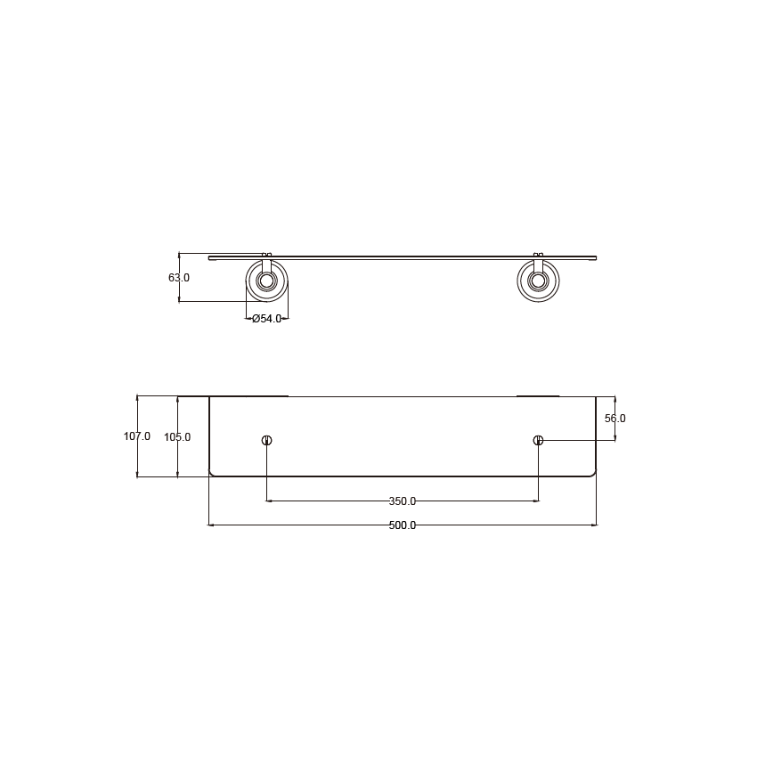Clasico Glass Shelf in Matt Black