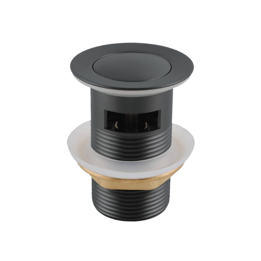 Gunmetal Grey Solid Brass 32mm Bathroom Basin Sink Pop Up Waste With Overflow