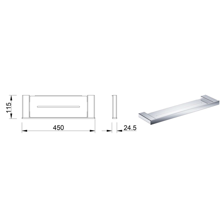 Aiko Square Cosmetics Shelf Chrome